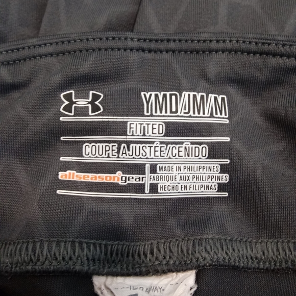 Lot Under Armor Fitted Girls Pink Heat Gear Top YLG - Gray All Season Capris YMD - Picture 7 of 7